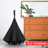 Reverse Folding Umbrella - Black, Inside-out folding, Stay dry with innovative design