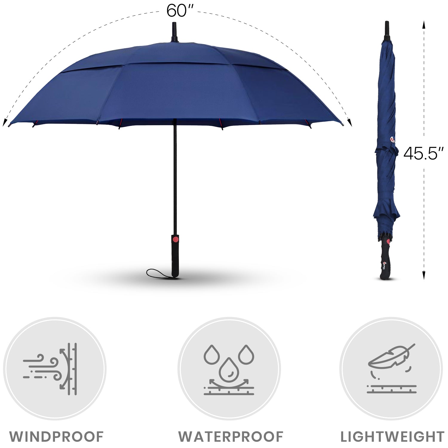 Windproof Oversized Golf Umbrella - Navy Blue