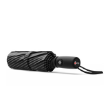 An image of a closed, pinstriped colored travel Repel umbrella.